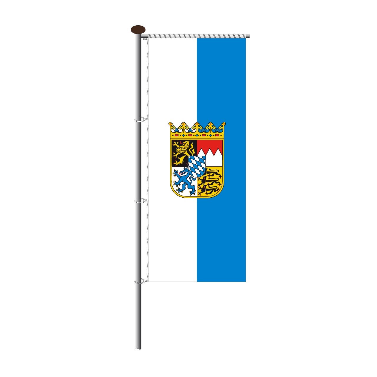 Fahne Bayern mit Wappen für Auslegermast