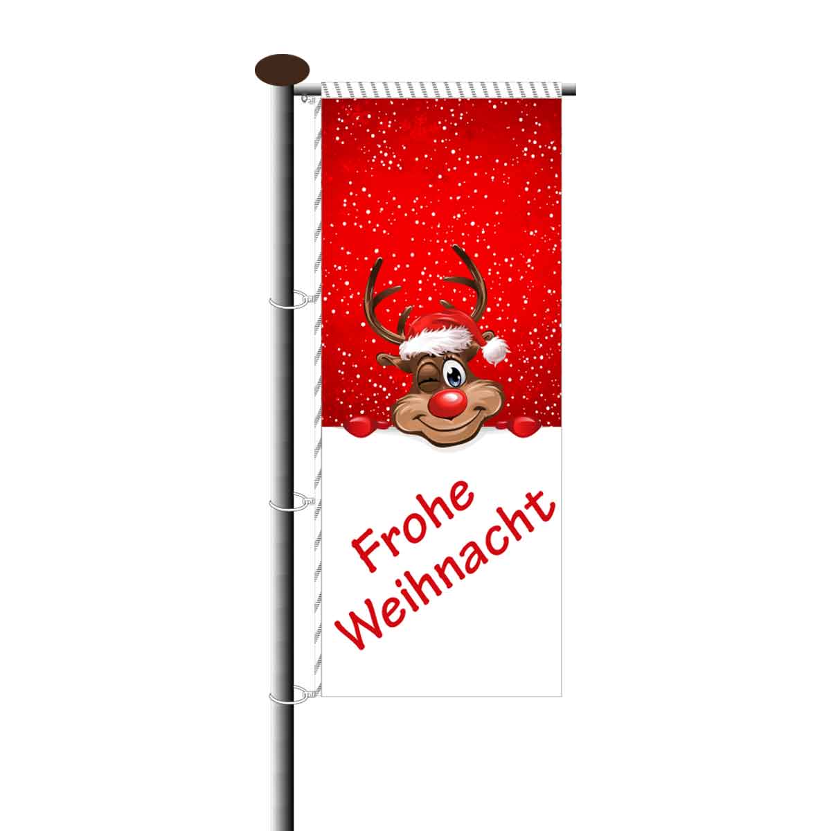 Weihnachtsfahne Hochformat Motiv Rudolph